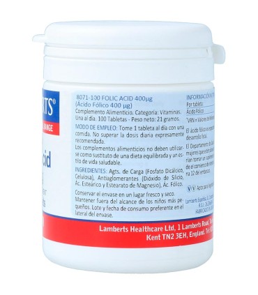 acido folico lamberts 400 mg 100 tabletas