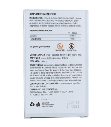 Curcuma Fepa Liposomada 60 Cápsulas