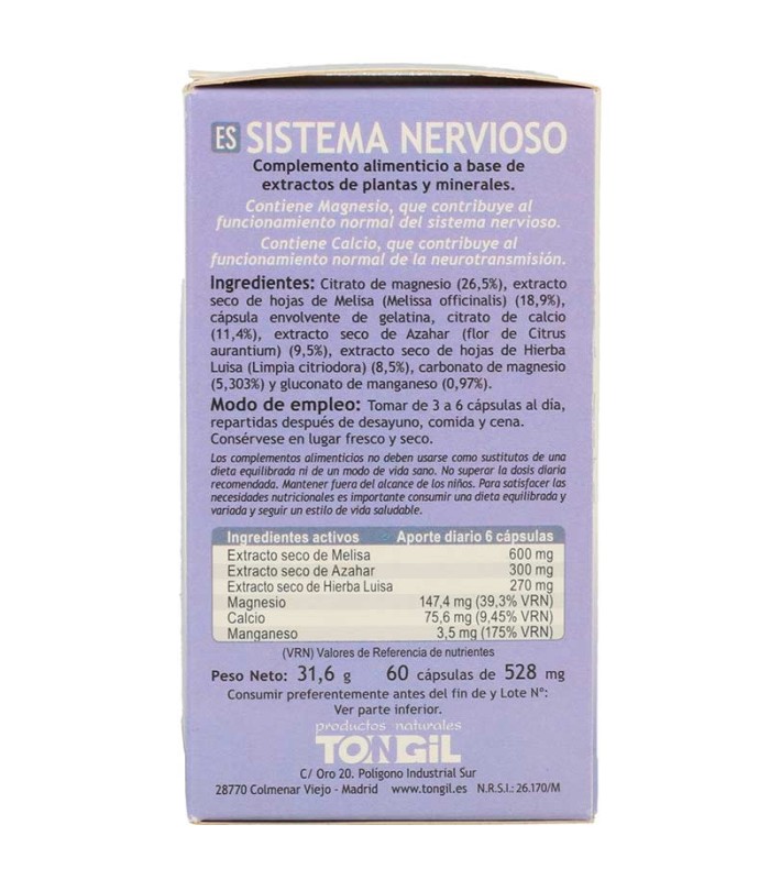 sistema nervioso nutriorgans 60 comprimidos