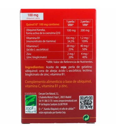 quinol 10 100 natural 30 perlas 100 mg