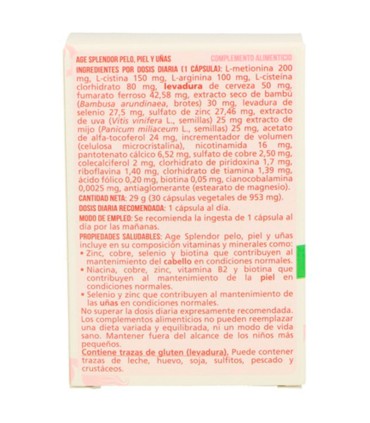 Age splendor naturlider pelo piel y uñas 30 pastillas