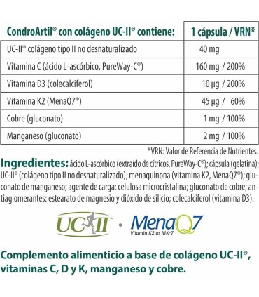 condroartil con colageno uc ii 100 natural 30 comprimidos