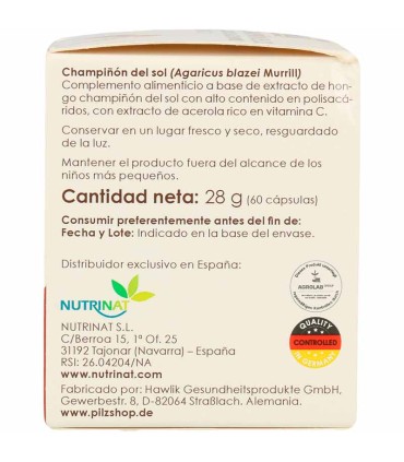 champiñon del sol hawlik 60 comprimidos