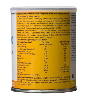 colageno acido hialuronico magnesio zinc vitamina c el naturalista 390 gr