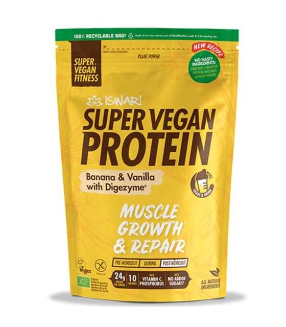 super vegan protein banana y vainilla iswara 400 gr