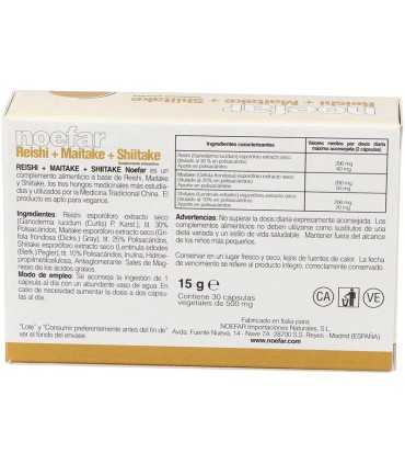 reishi maitake shiitake noefar 30 capsulas vegetales